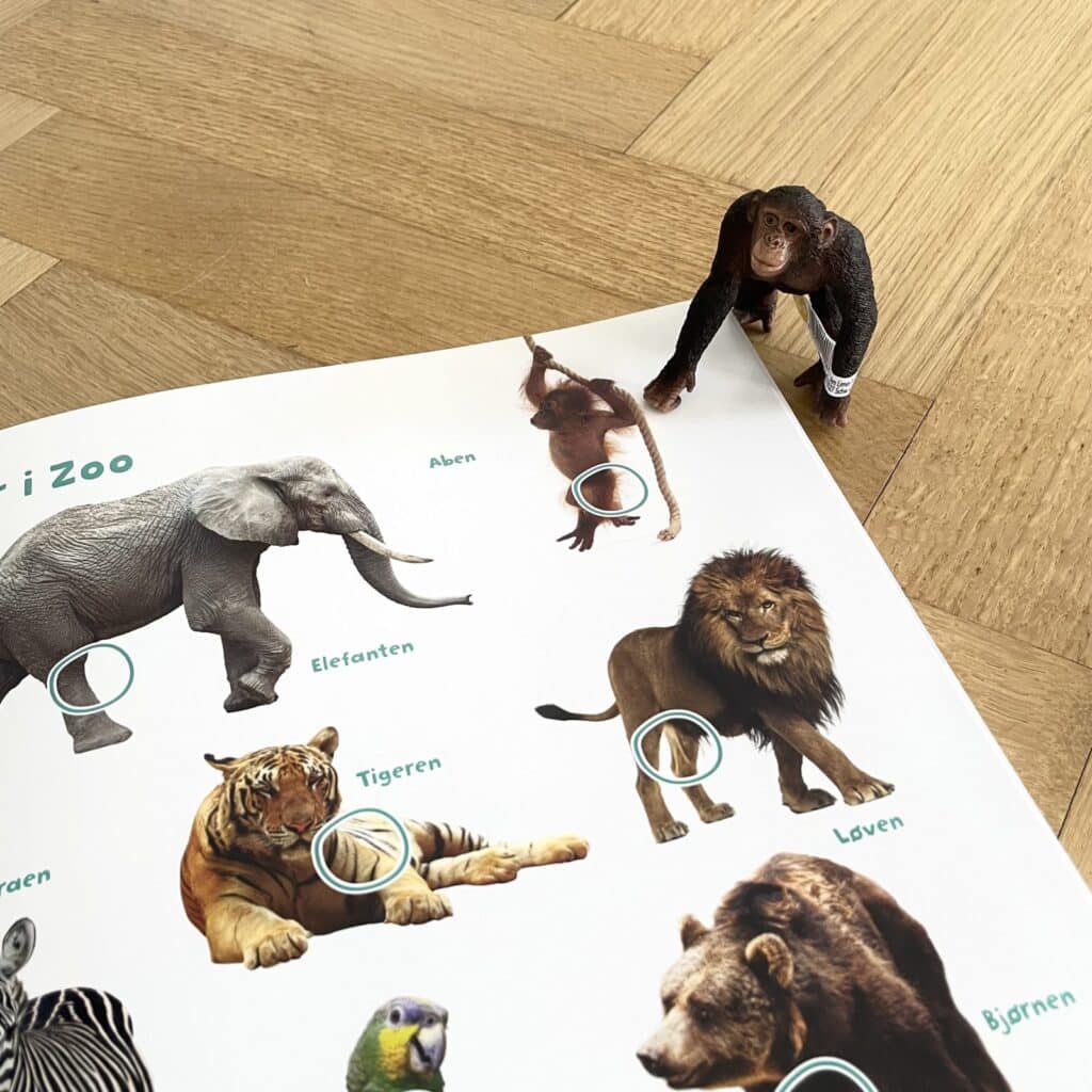 Schleich, 6 djur + bilderbok med ljud
