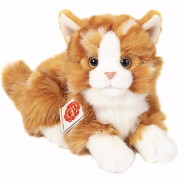 Teddy Hermann - Liggande katt röd randig 20 cm