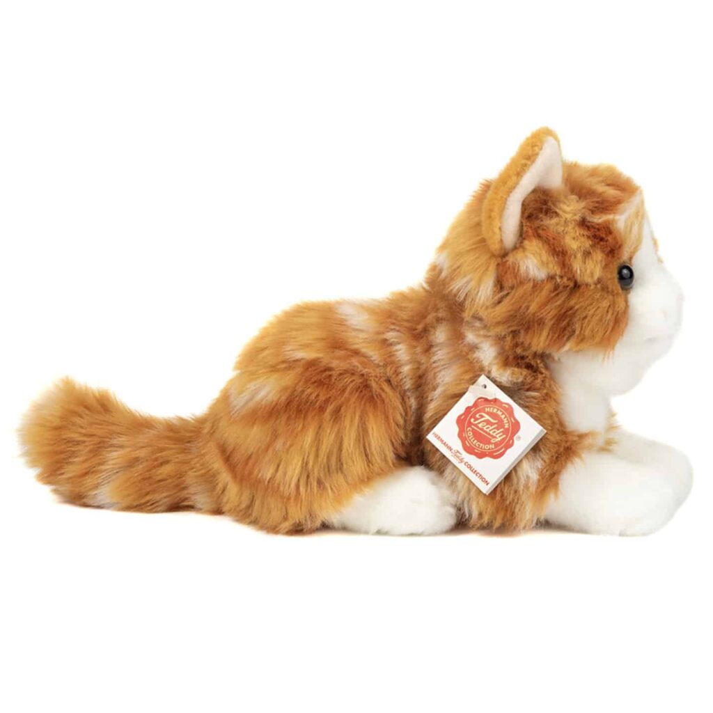 Teddy Hermann - Liggande katt röd randig 20 cm