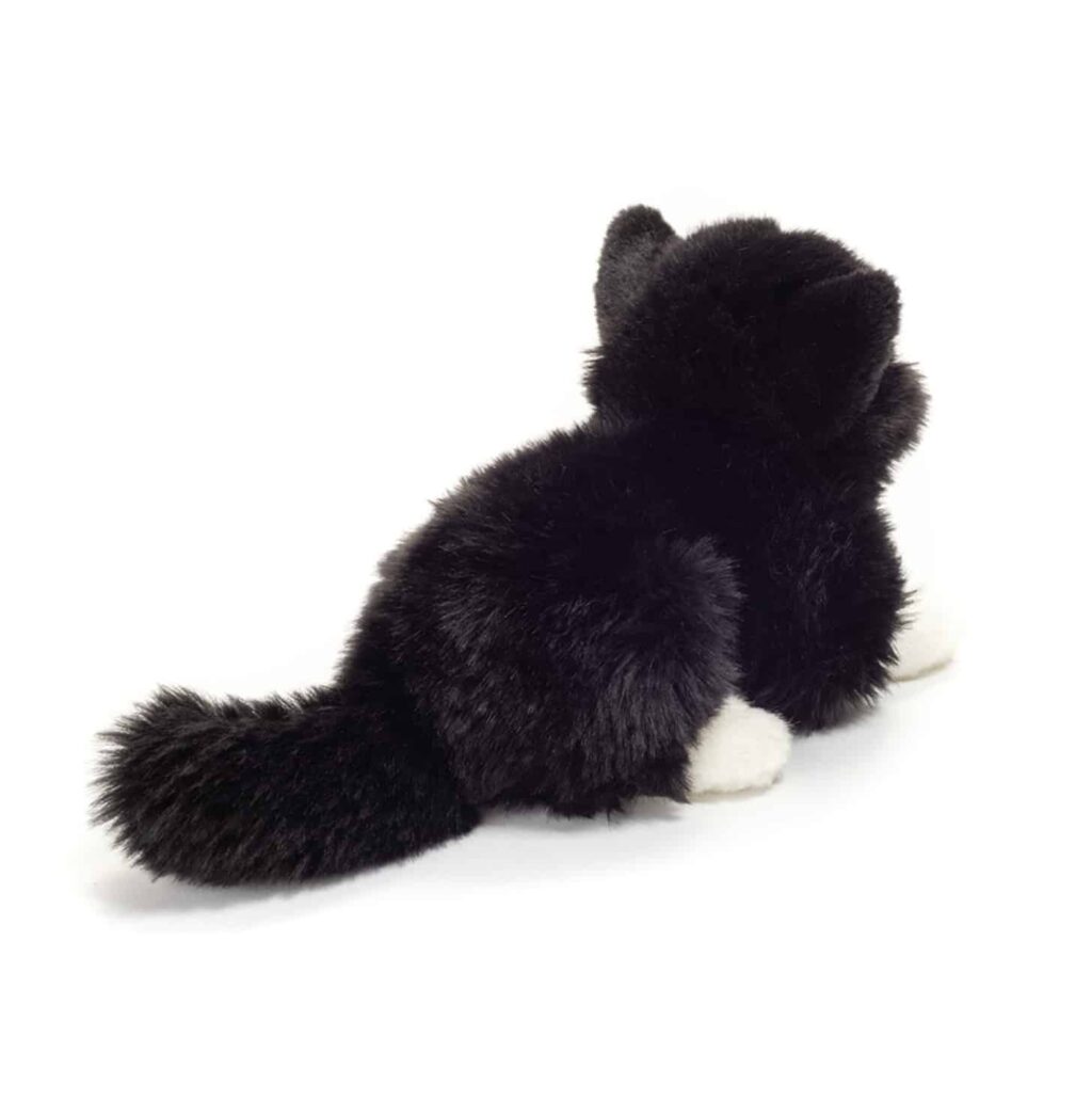 Teddy Hermann - Liggande katt svartvit 20 cm