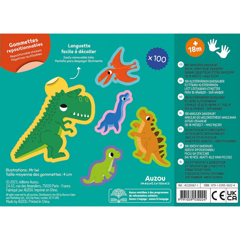 Auzou - Mina första klistermärken med dinosaurier