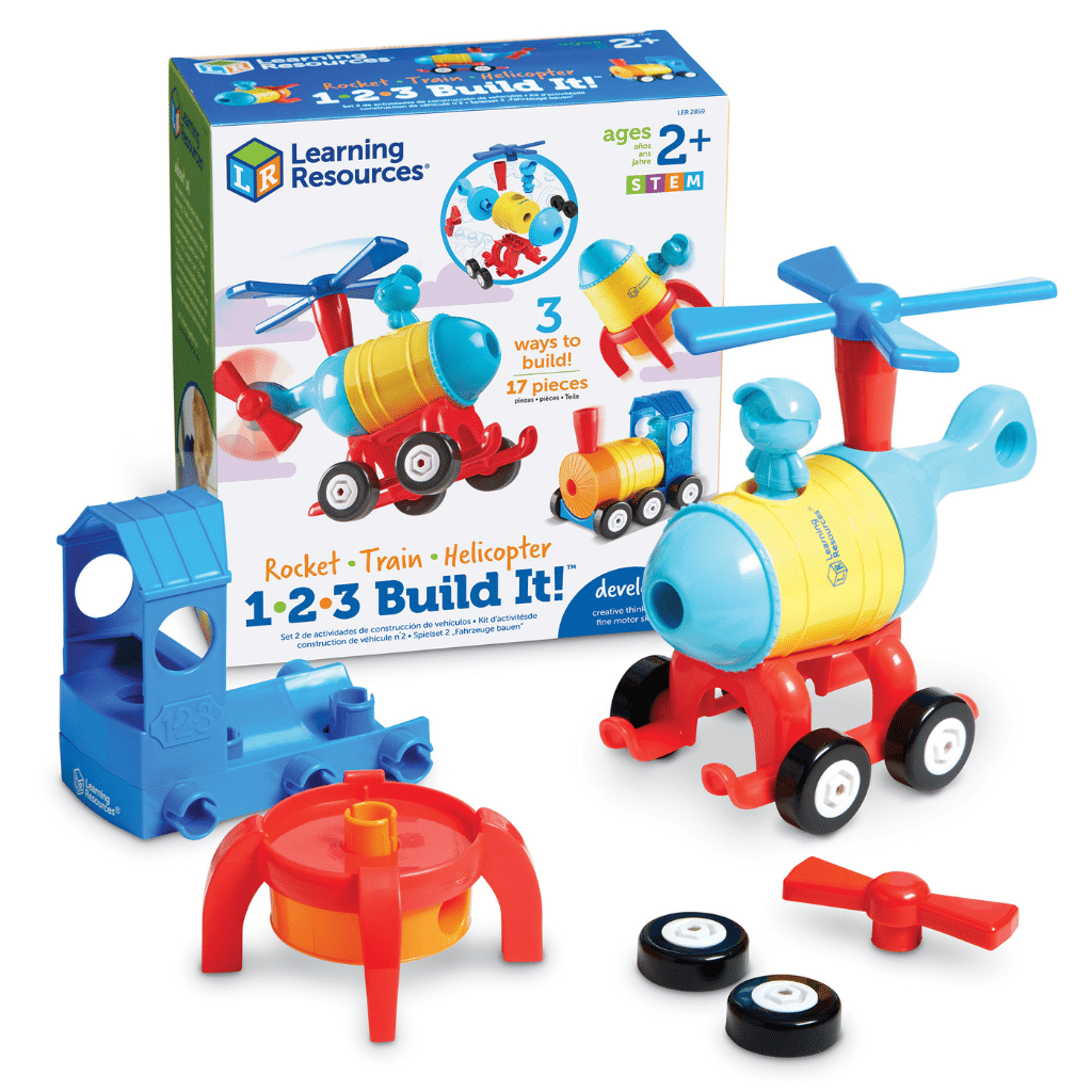 1-2-3 Bygg den! Raket-tåg-helikopter - Bygg-din-egna fordon - Lärresurser LER2859