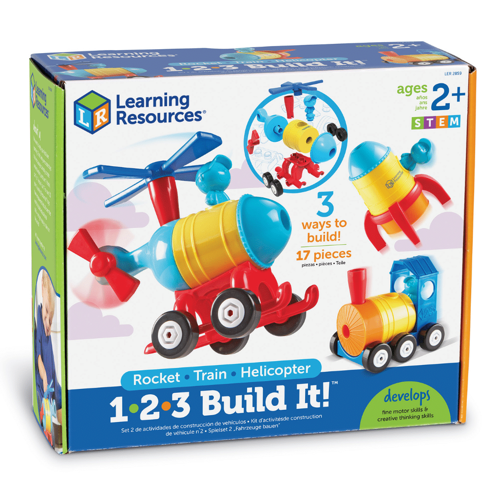 1-2-3 Bygg den! Raket-tåg-helikopter - Bygg-din-egna fordon - Lärresurser LER2859