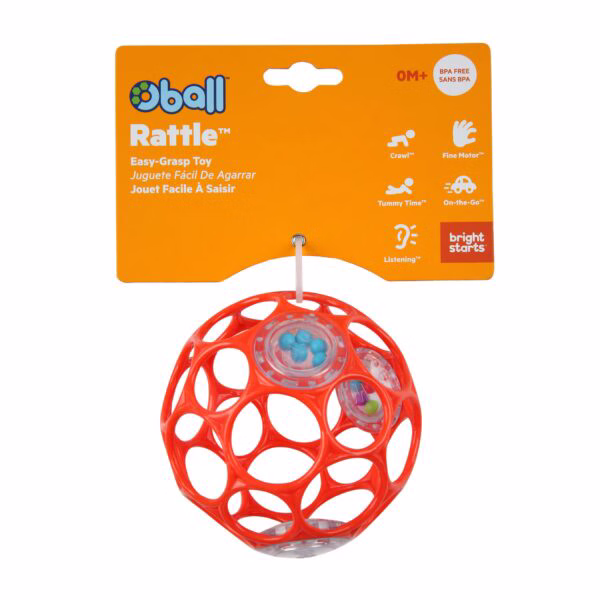 Oball Skallra 10 cm boll - Brights Starts - Apelsin