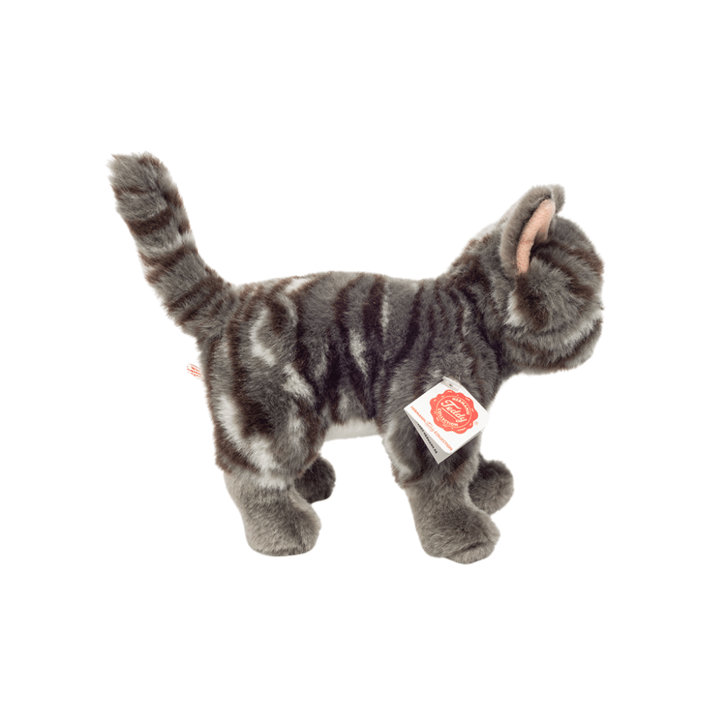 Teddy Hermann TH918226 Stående katt grå randig 20 cm