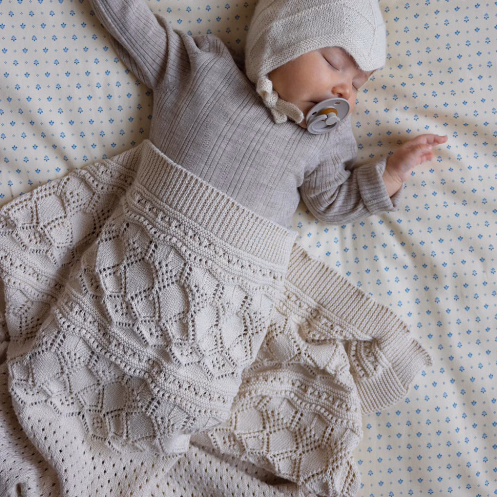 Cam Cam Pointelle Baby Striktæppe - GOTS - Off White