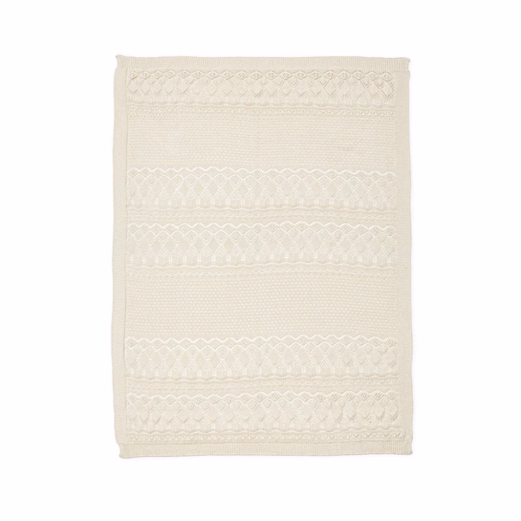 Cam Cam Pointelle Baby Stickad Filt - GOTS - Off White