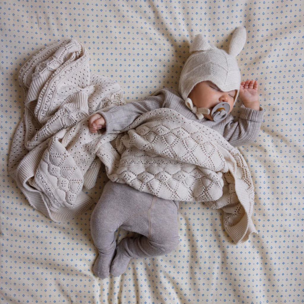Cam Cam Pointelle Baby Stickad Filt - GOTS - Off White