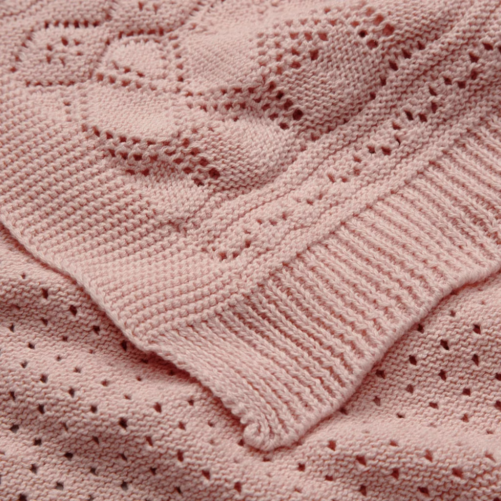 cam cam copenhagen Pointelle Baby Stickad Filt - GOTS - Sorbet