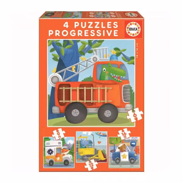 Educa 6-9-12-16 Rescue Patrol 4 Progressive Puzzles Item No. 80-17144 redningstjeneste puslespil