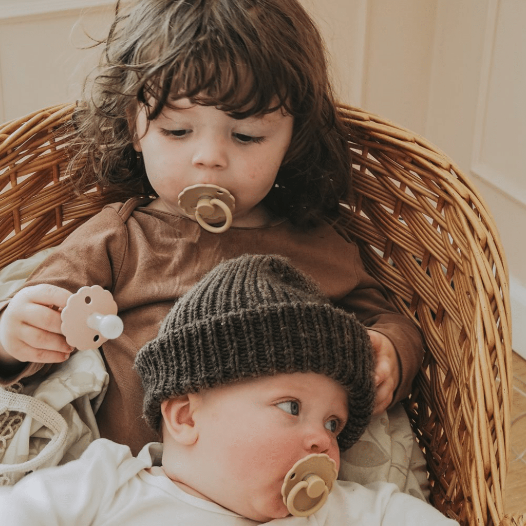 FRIGG 6-Pack Pacifiers - Round Silicone - Cinnamon Charm - Size 2 Article number: 101868 Barcode number: 5715239029405