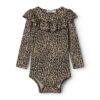 Leopard bodysuit MarMar Copenhagen med volangkrage