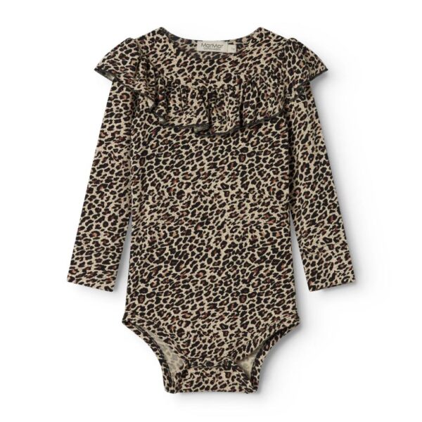 Leopard bodysuit MarMar Copenhagen med volangkrage