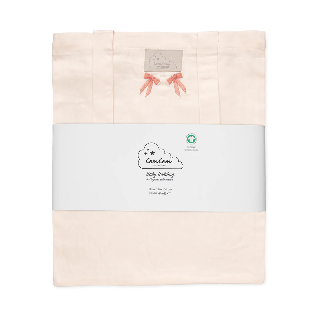 Broderat sänglinne, Baby, 70x100cm - GOTS - rosetter