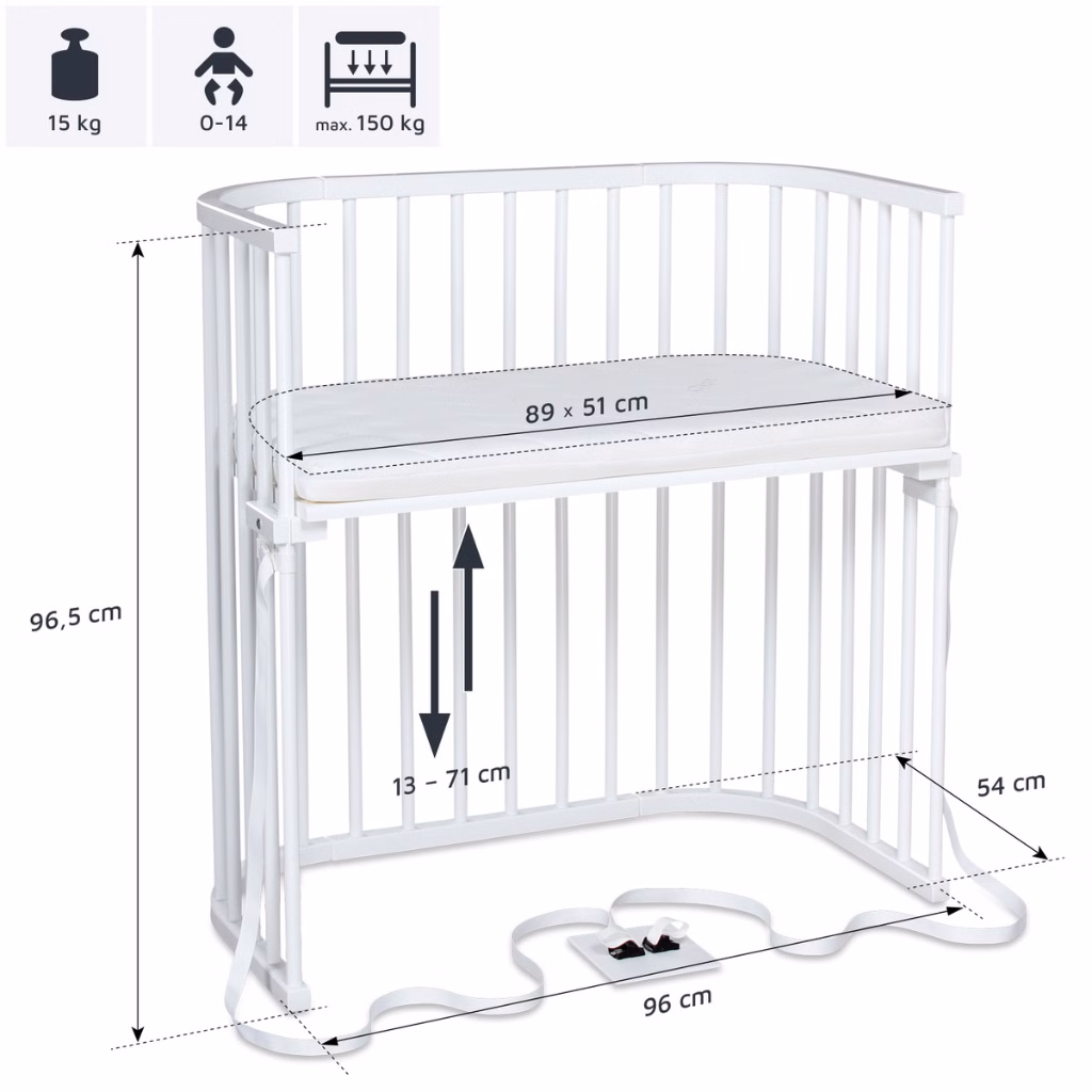 Babybay Boxspring samsovstol, vitlackerad 166102