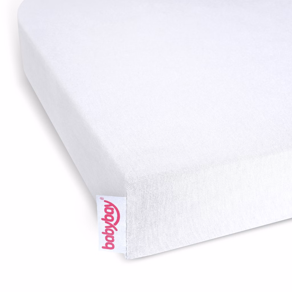 Babybay trikåöverdrag Deluxe lämplig för modell Original Boxspring, vit 100570 stretchöverdrag