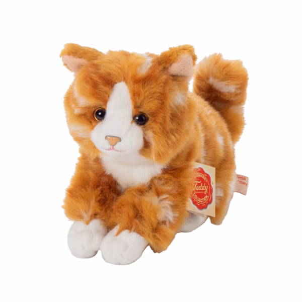 Teddy Hermann - Kat grå- eller rødstribet 18 cm - 6 assorterede
