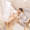 Babybay myggnät och baldakin Piqué med rosett - vit