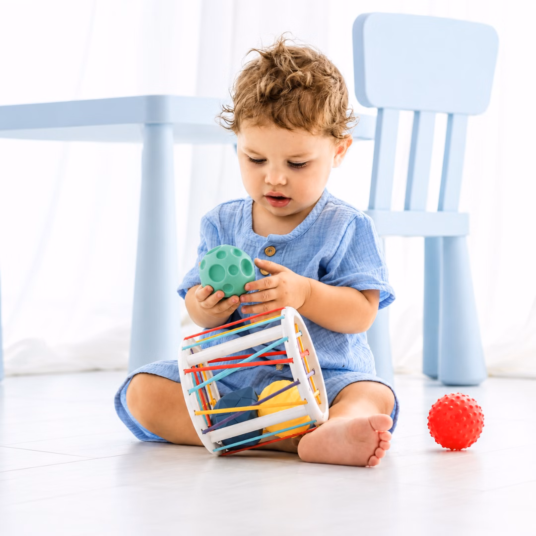 Edushape puttekasse med elastikker og sansebolde