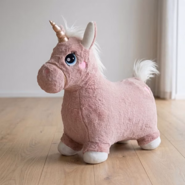 Krea Hoppande enhörning med plysch - Rosa