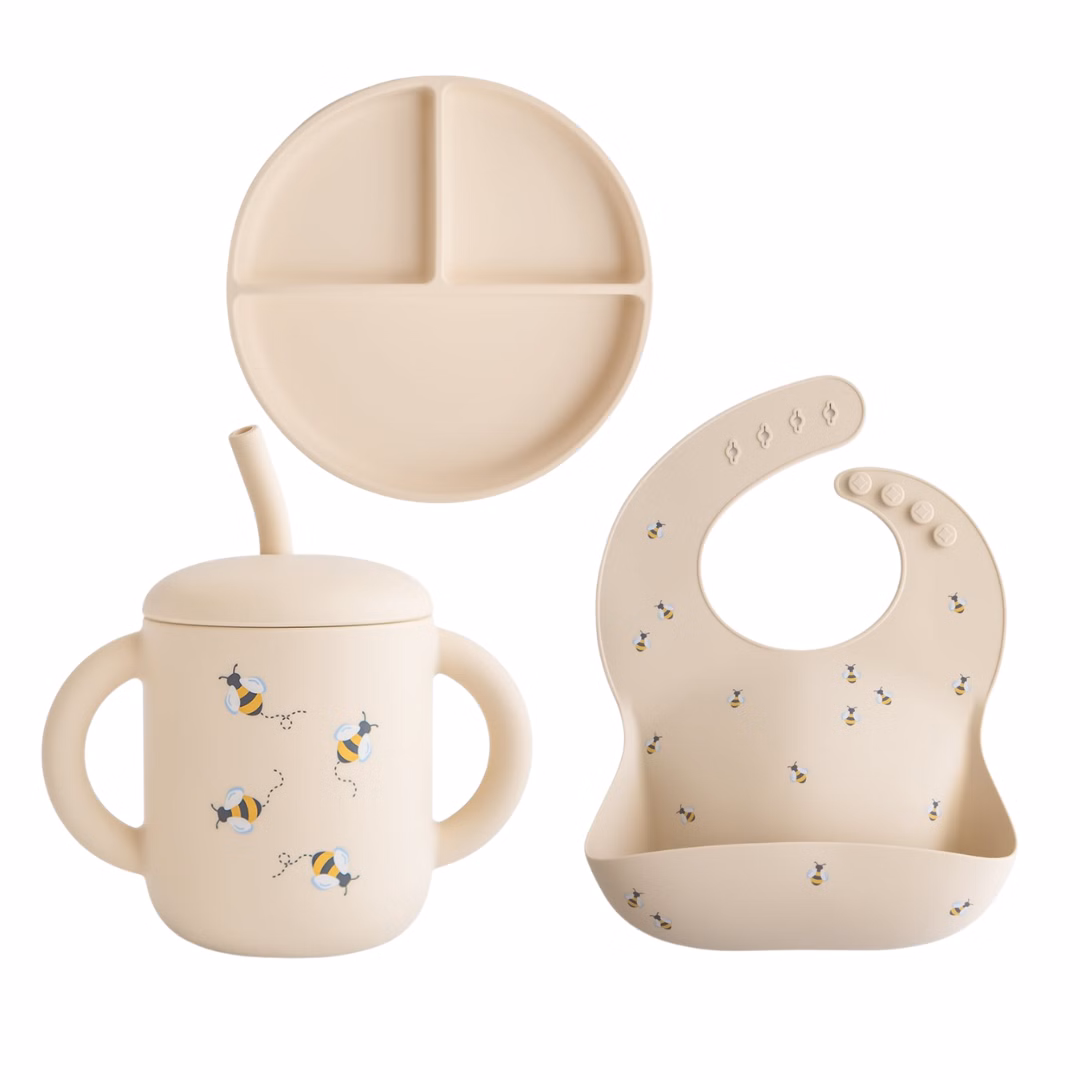 Mushie Silicone Feeding Toddler Set børneservice
