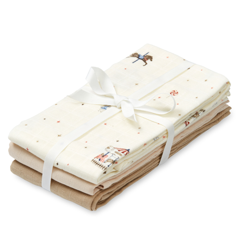 Cam Cam Copenhagen 507-P98-000-WW: Muslin Cloth, Printed, 2-pack - GOTS - Carousel