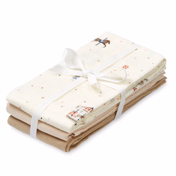 Cam Cam Copenhagen 507-P98-000-WW: Muslin Cloth, Printed, 2-pack - GOTS - Carousel