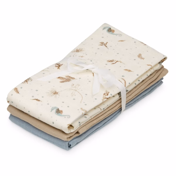 Cam Cam Copenhagen Muslin Cloth, 3-pack - Sea Garden