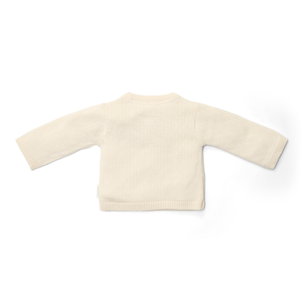 Little Dutch – Stickad kofta med omlott – Off White