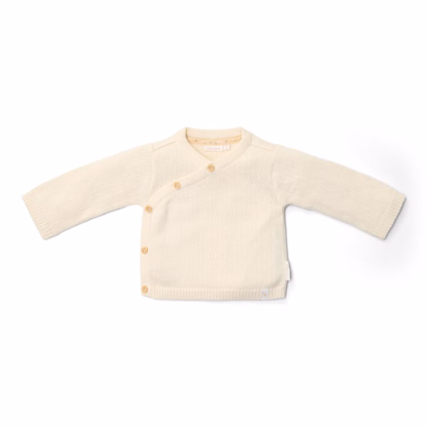 Little Dutch – Stickad kofta med omlott – Off White