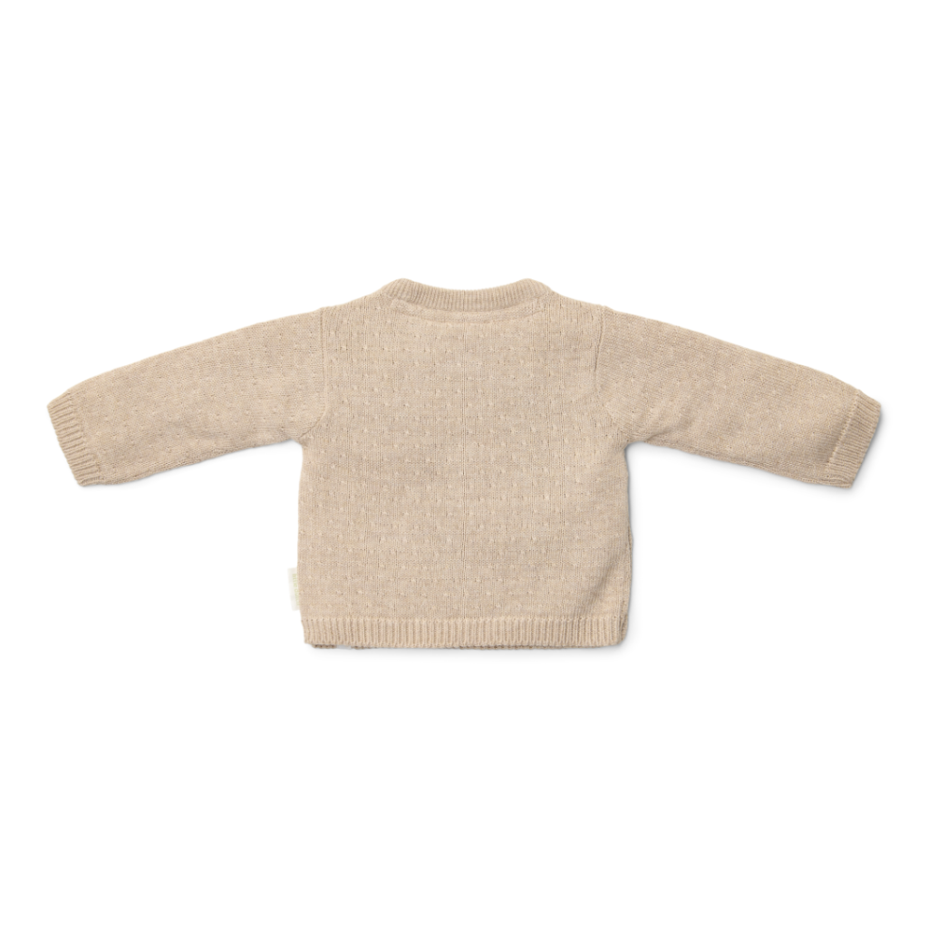 Little Dutch – Stickad kofta med omlott – Mjuk beige melé