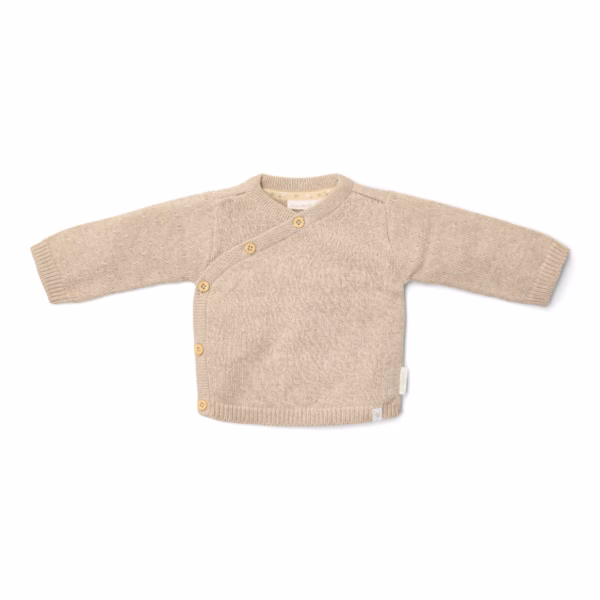 Little Dutch – Stickad kofta med omlott – Mjuk beige melé