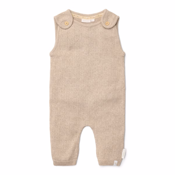 Little Dutch – Stickad overall – Soft Beige Melee