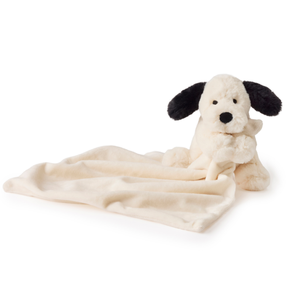 Teddy Hermann – snuttefilt – Hund, svart-vit