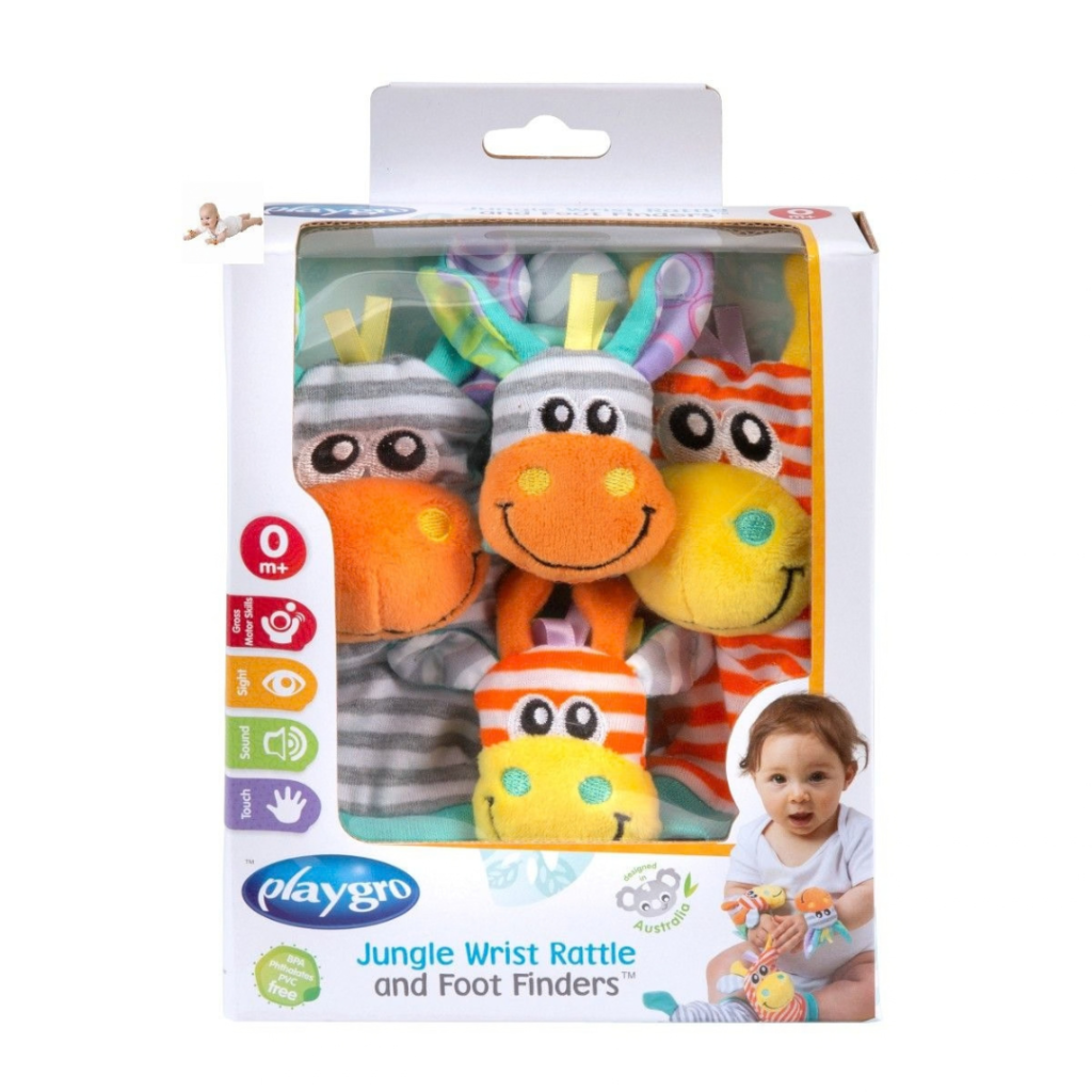 Playgro-rasselstrumpor och handledsrasslor