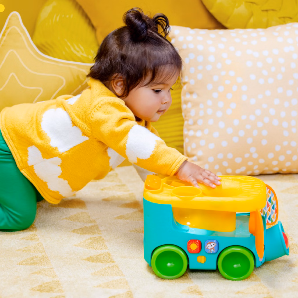 Pop and Roll Safari Bus Ball Play Toy – den färgglada Bright Starts safaribussen