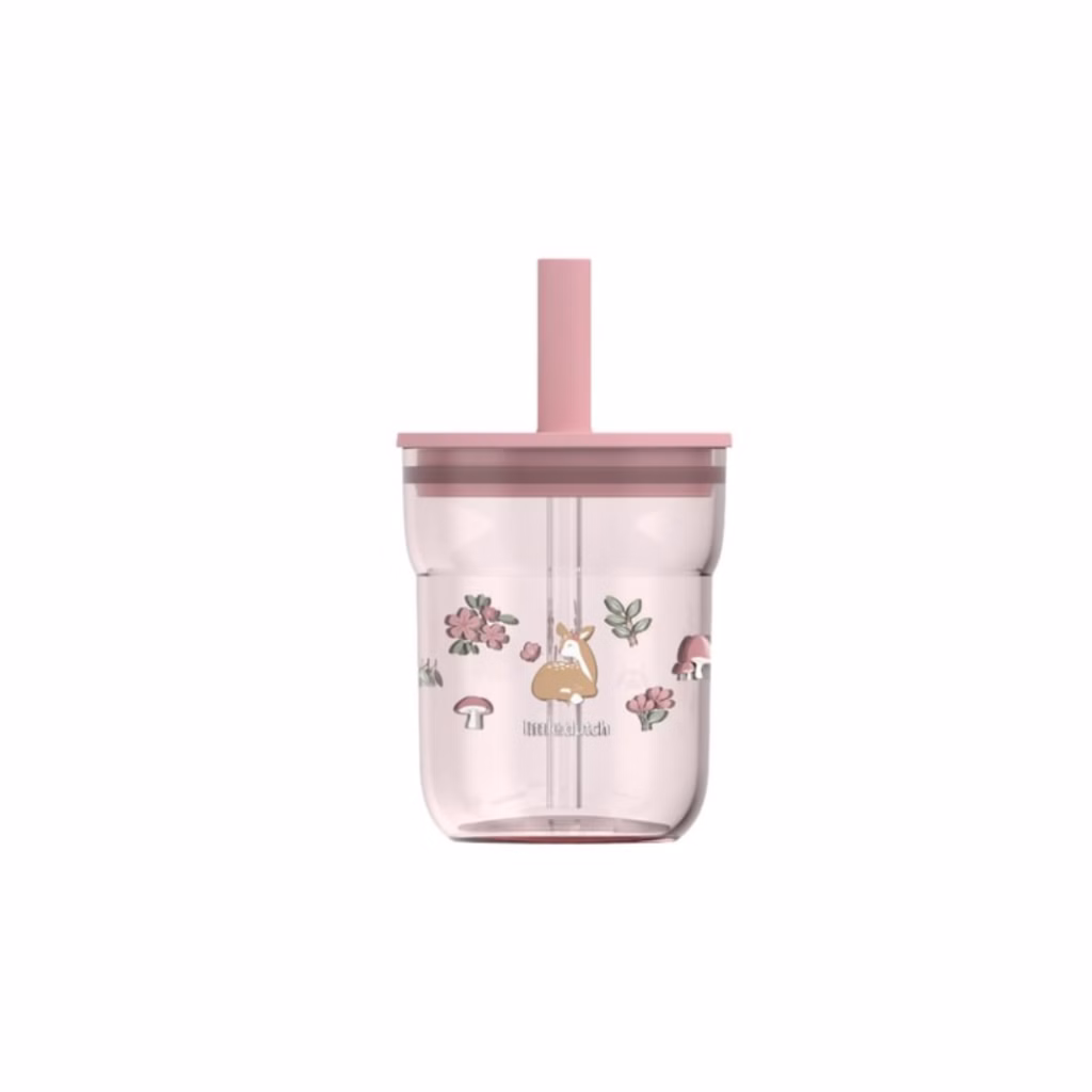 Little Dutch - Børneglas 250 ml med sugerør - Fairy Garden