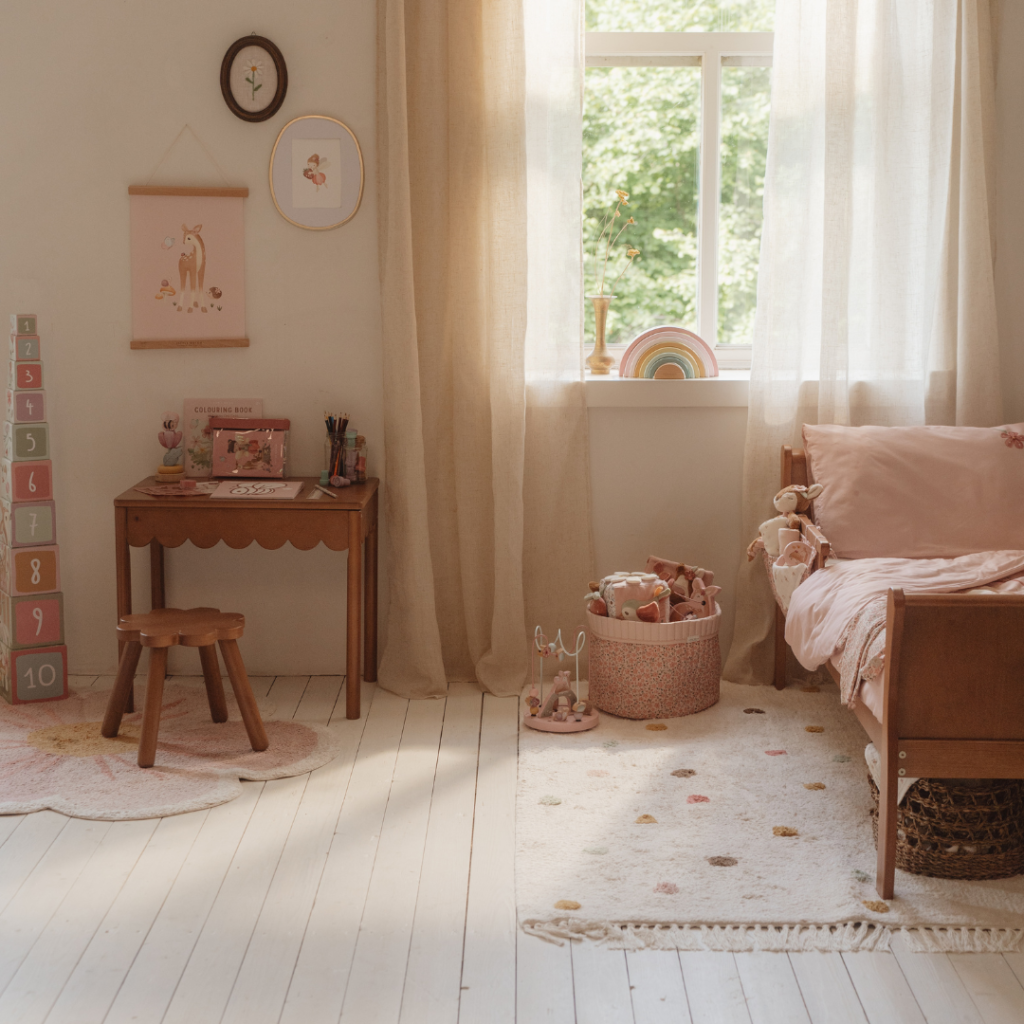 Little Dutch – Filt Dot mix, rosa med latexbaksida
