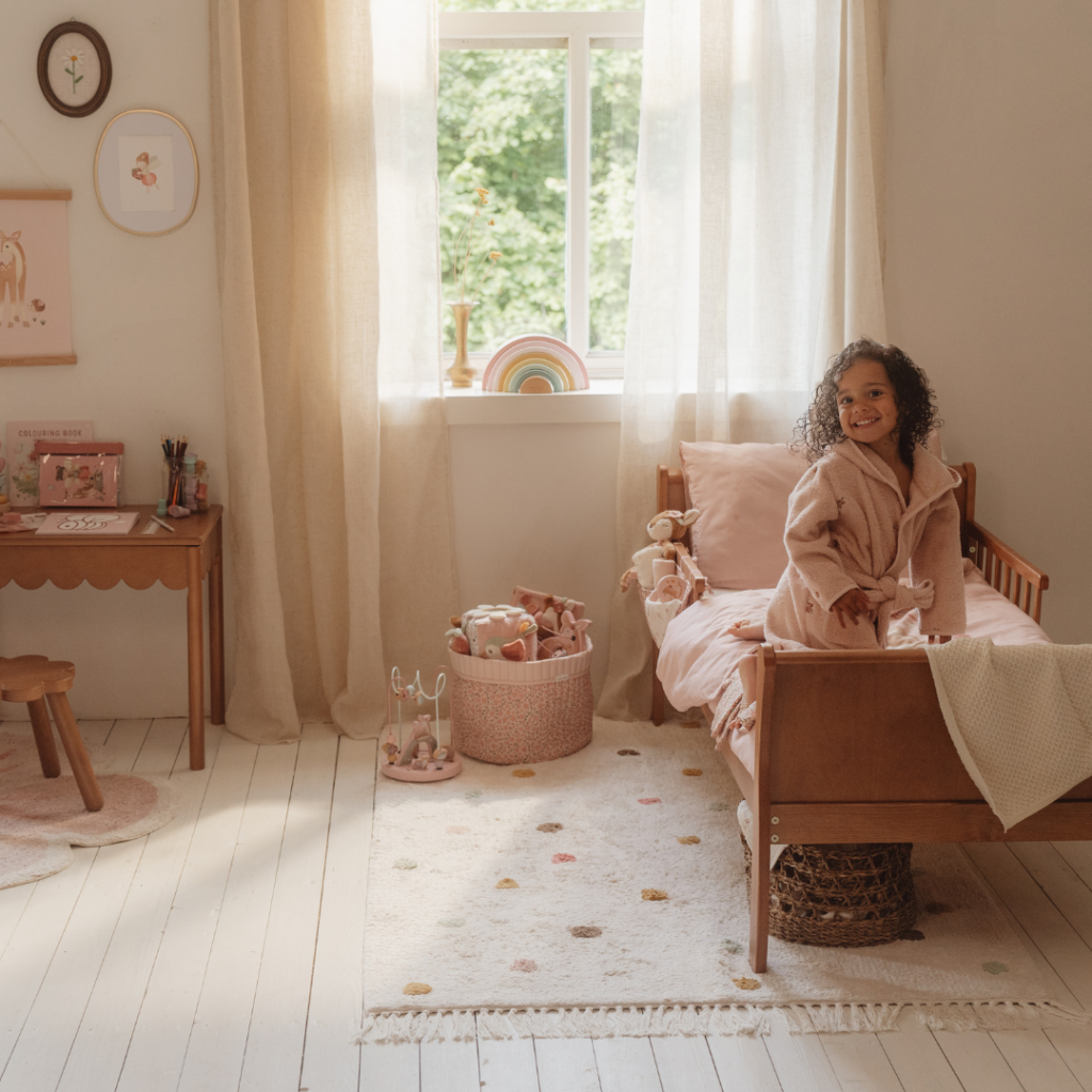 Little Dutch – Filt Dot mix, rosa med latexbaksida