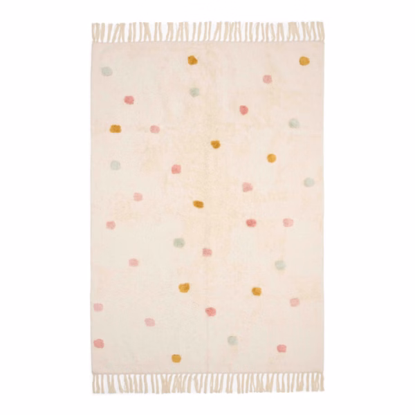 Little Dutch – Filt Dot mix, rosa med latexbaksida